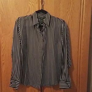 EUC Ralph Lauren PM black & white striped blouse